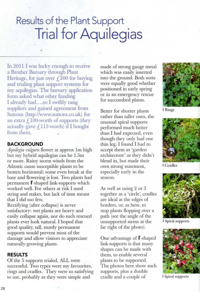 Plant Heritage magazine feature article aquilegia plant supports